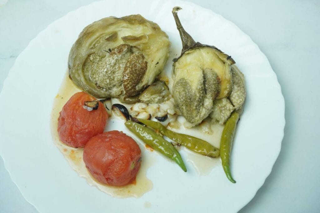 BBQ mashed eggplant peal