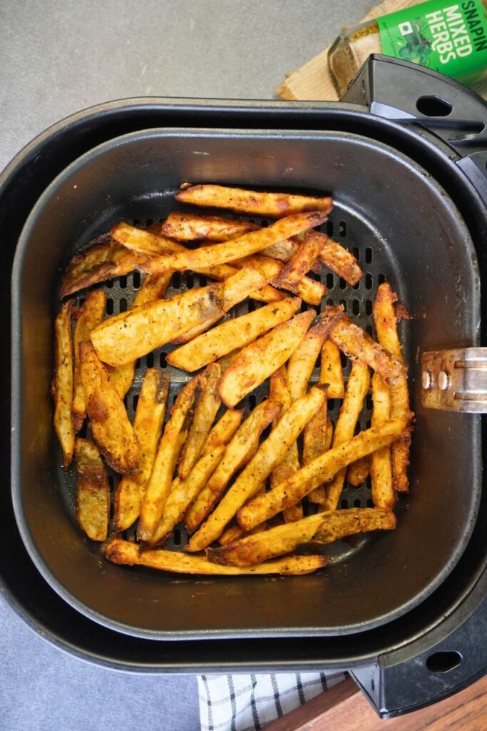 air fryer sweet potato french fries toss halfway through