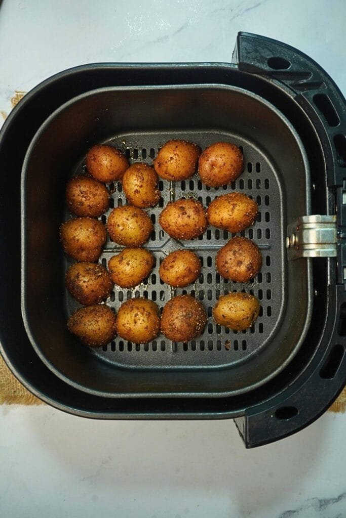 baby potatoes in air fryer add in basket