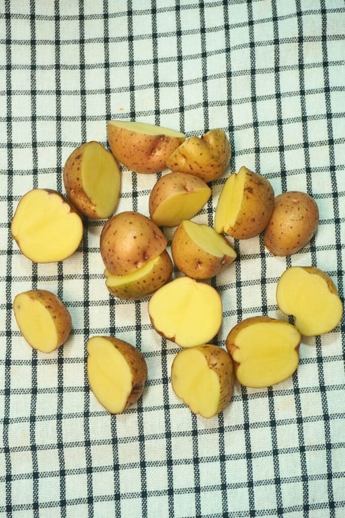 baby potatoes in air fryer dry in kitchen towel