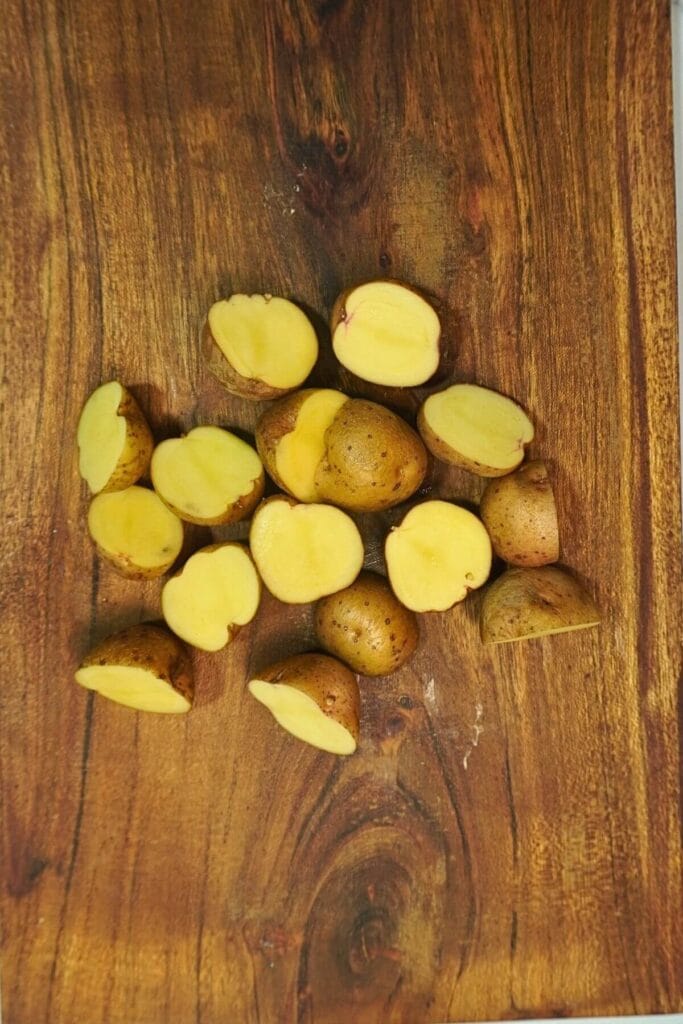 baby potatoes in air fryer half cut the potatoes