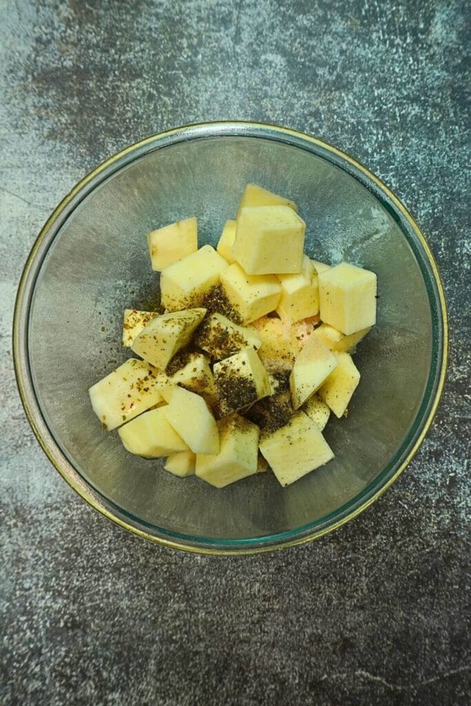sweet potato diced in airfryer add spices