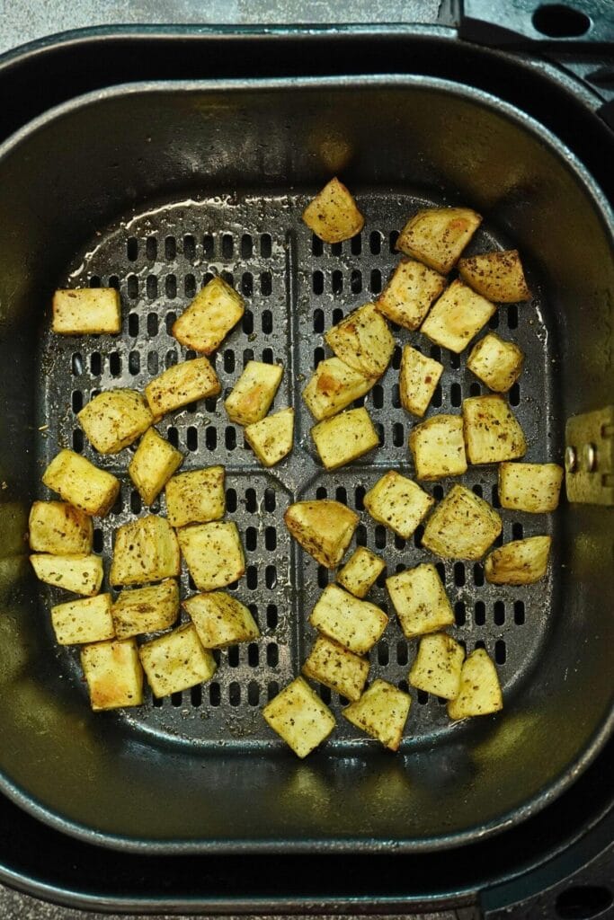 sweet potato diced in airfryer cooked