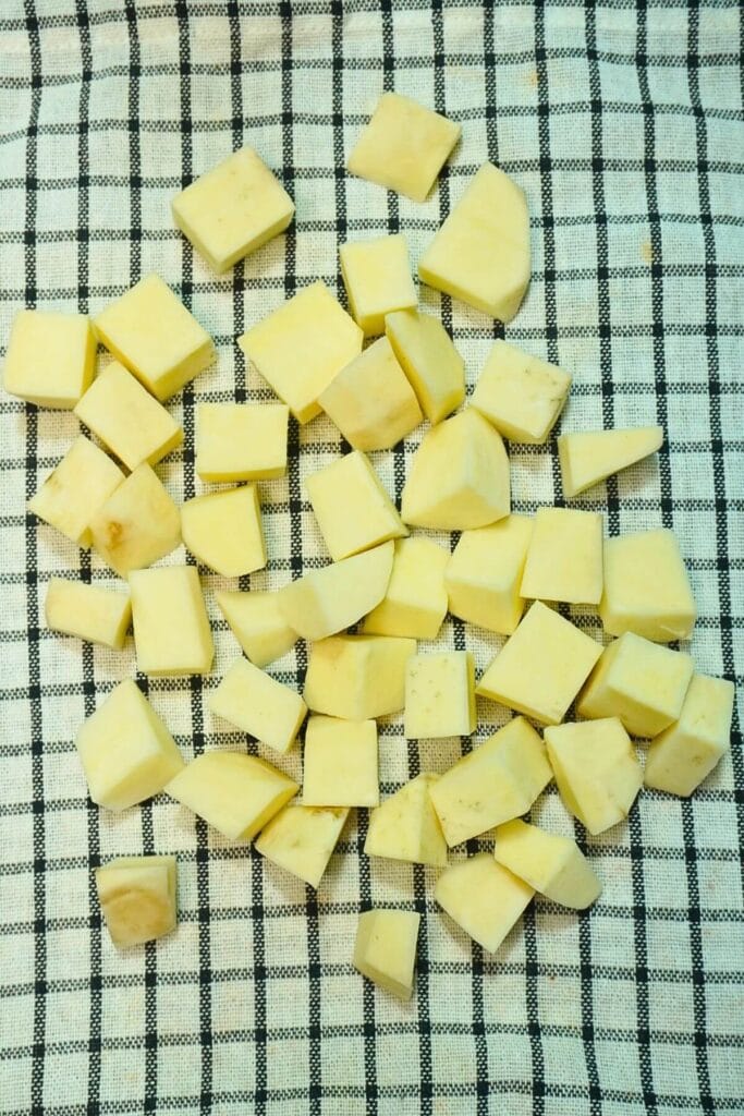 sweet potato diced in airfryer dry