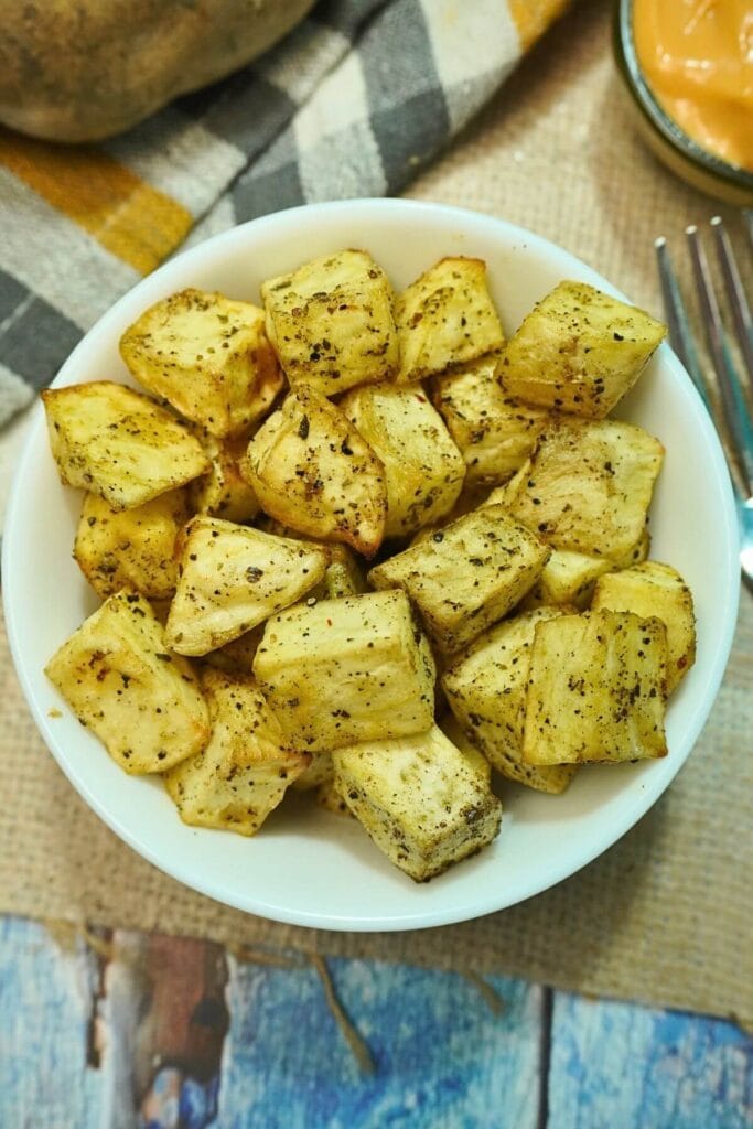 sweet potato diced in airfryer final cooked
