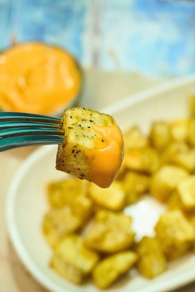 sweet potato diced in airfryer serving