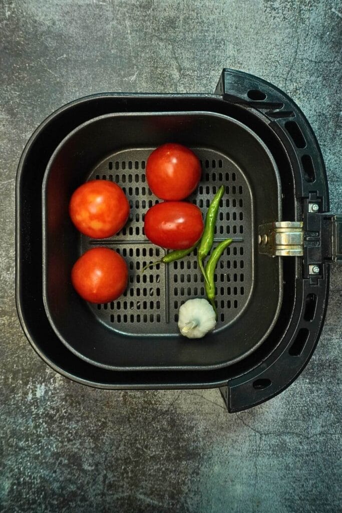 air fryer tomato chutney indian style add in basket