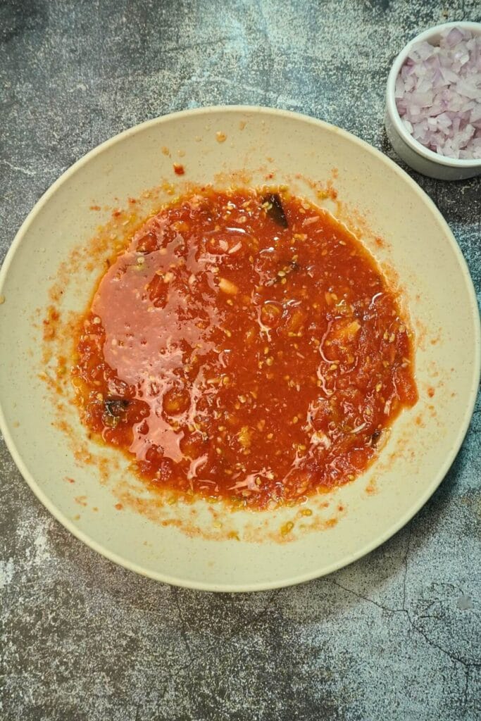 air fryer tomato chutney indian style mashed