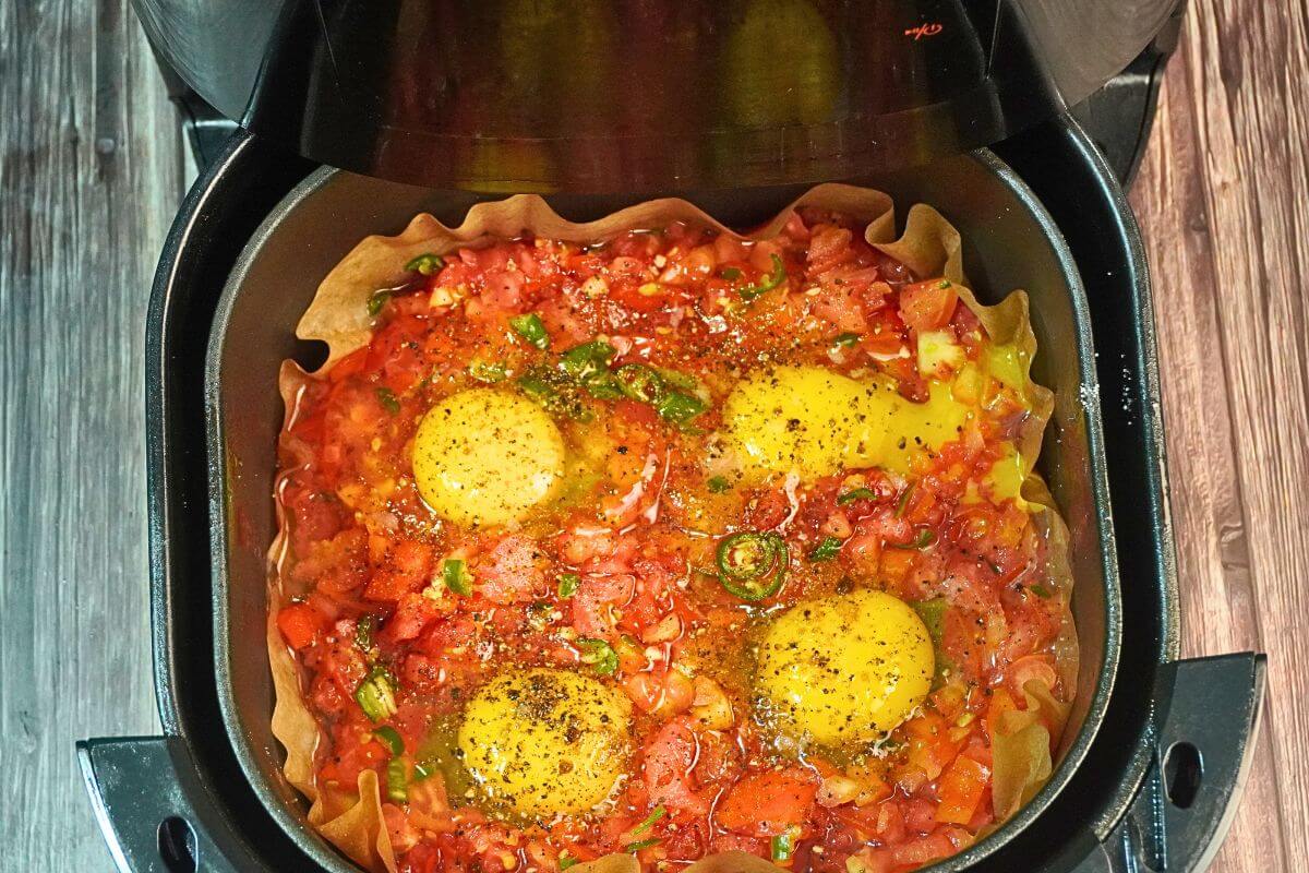 egg shakshuka in airfryer add eggs