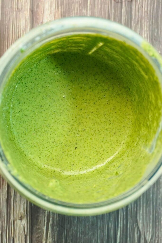 mint yogurt chutney after blending