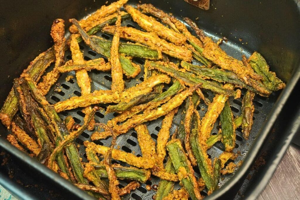 okra sticks in airfryer final cooked