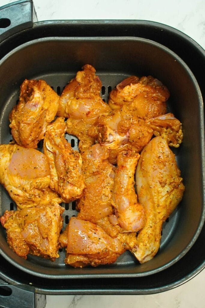 Air Fryer Chicken with Creamy Drizzle add basket