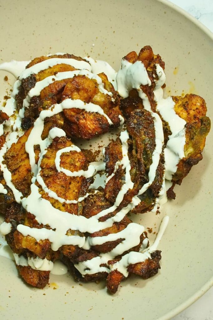Air Fryer Chicken with Creamy Drizzle serving