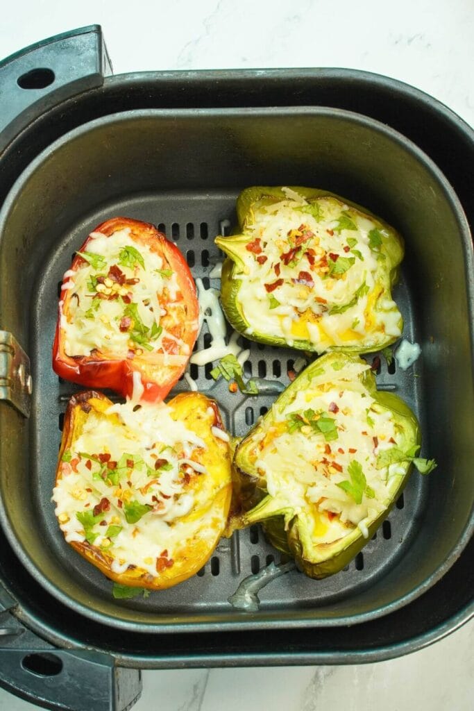 Air Fryer Egg Stuffed Bell Peppers add eggs