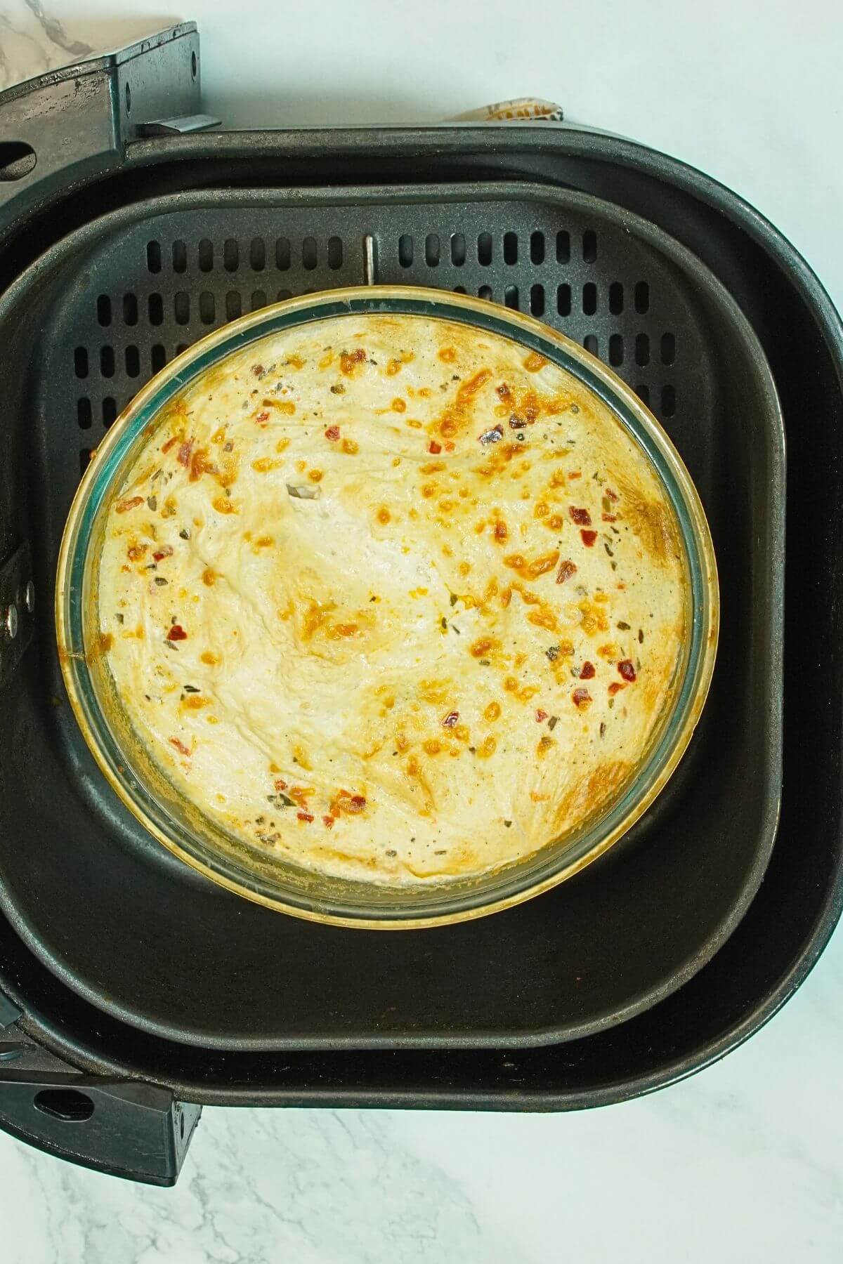 Air Fryer Mac and Cheese for Two cooked