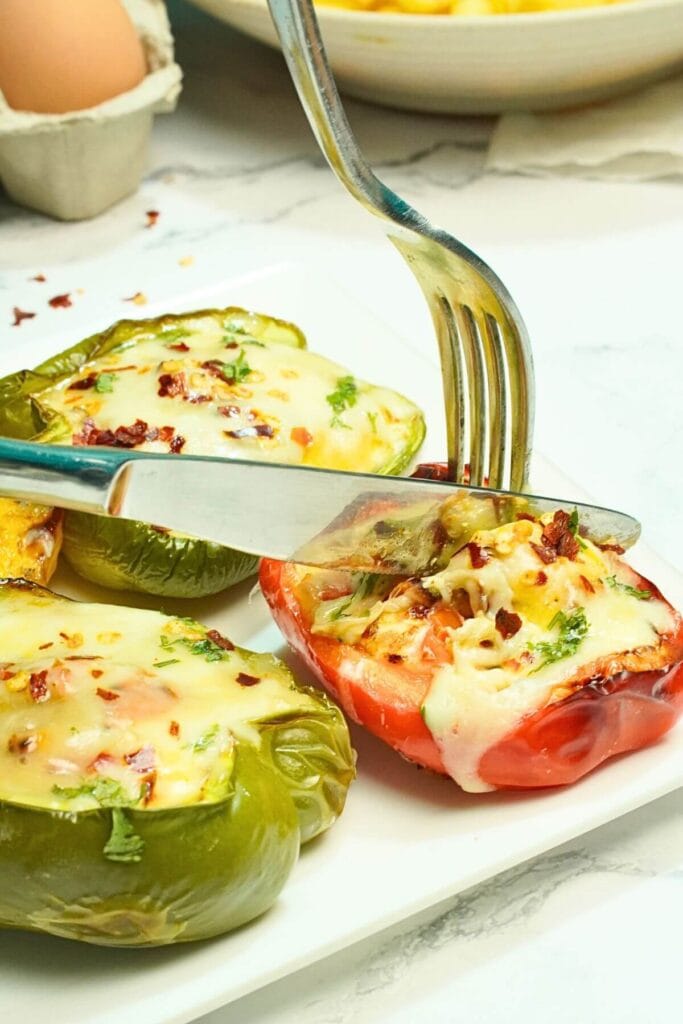 Air Fryer Stuffed Bell Peppers with Chicken serving