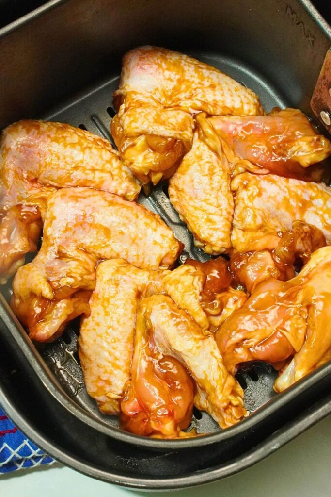 Air Fryer Chicken Wings with Oyster Sauce add in basket