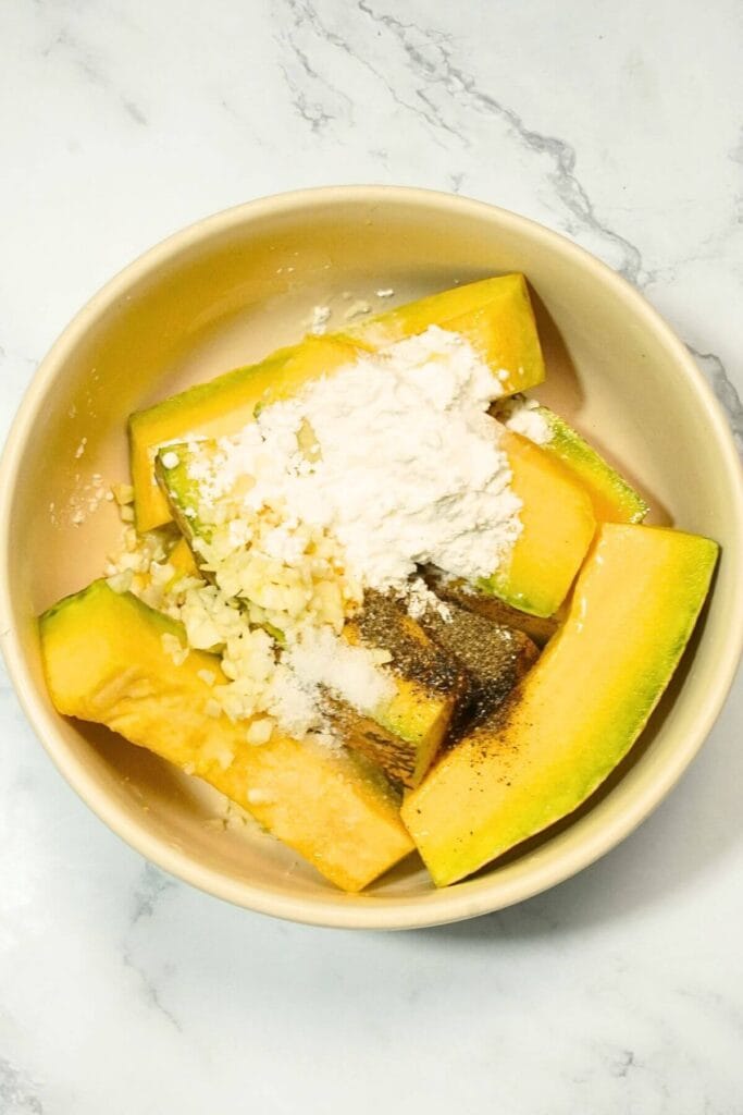 Garlic Air Fryer Roasted Pumpkin add spices