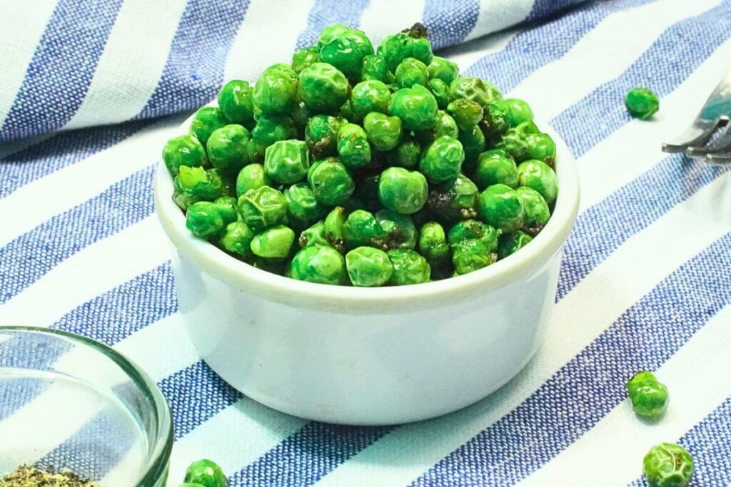 airfryer roasted peas recipe ingredients finall cooked